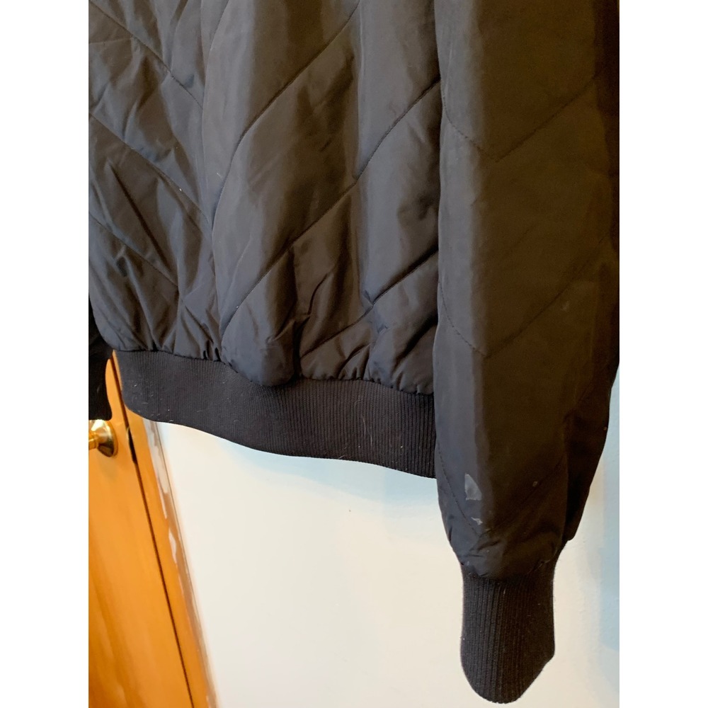Kappa Womens Black Quilted Puffer Jacket Pink Logo Full Zip Bomber Medium - Picture 6 of 7